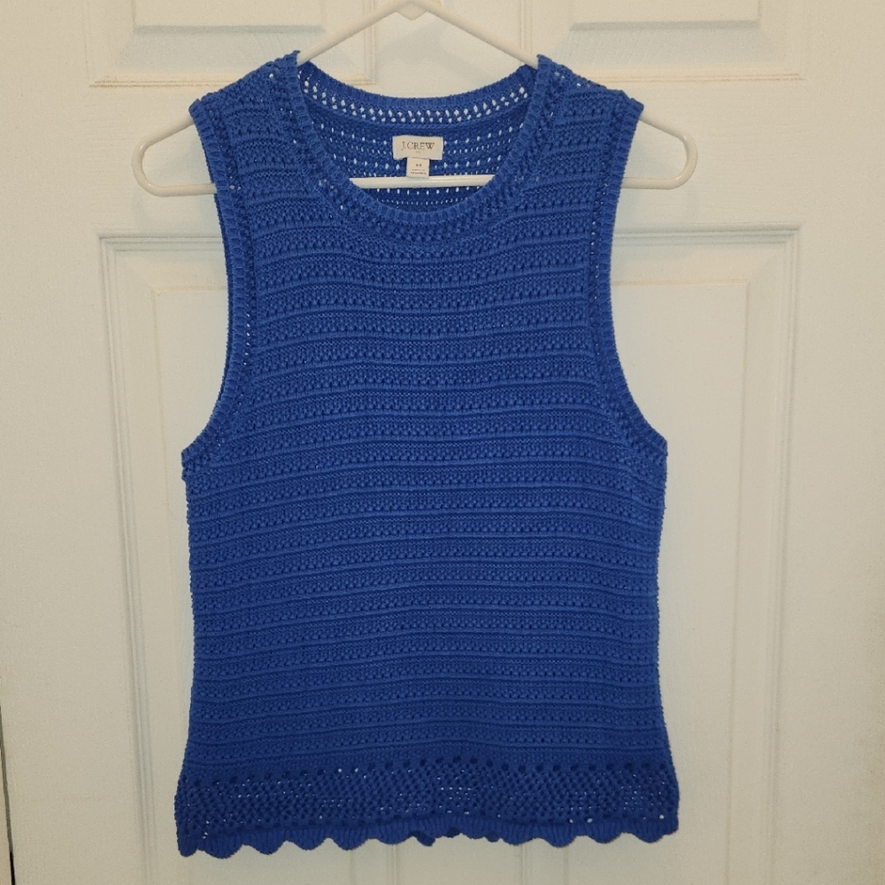 J. Crew Factory Women's Blue Crochet Tank Top